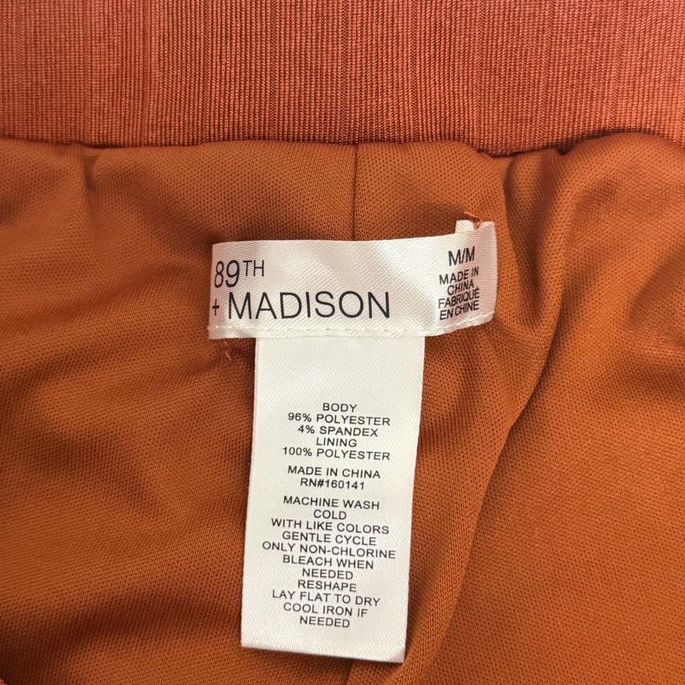 89th + Madison Womens Rust Orange Plisse Wide Leg Pants High Rise NWT Size M - Picture 7 of 7